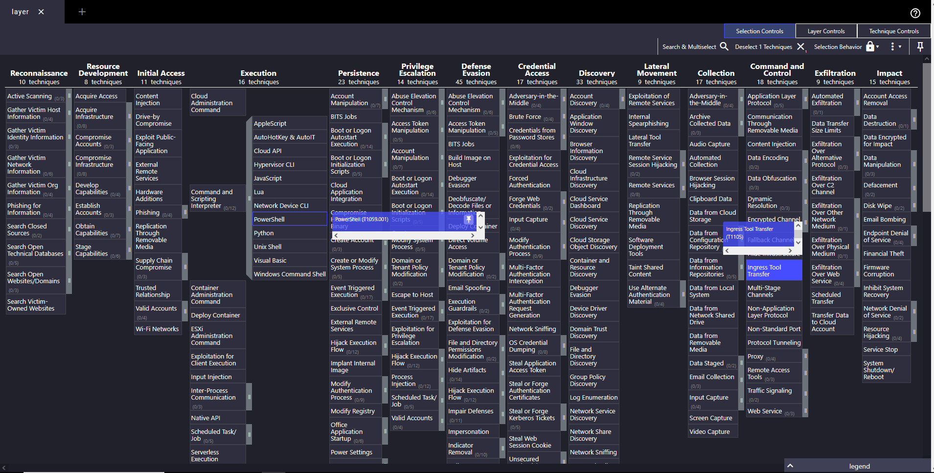 Screenshot for T1059.001 and T1105 mapping